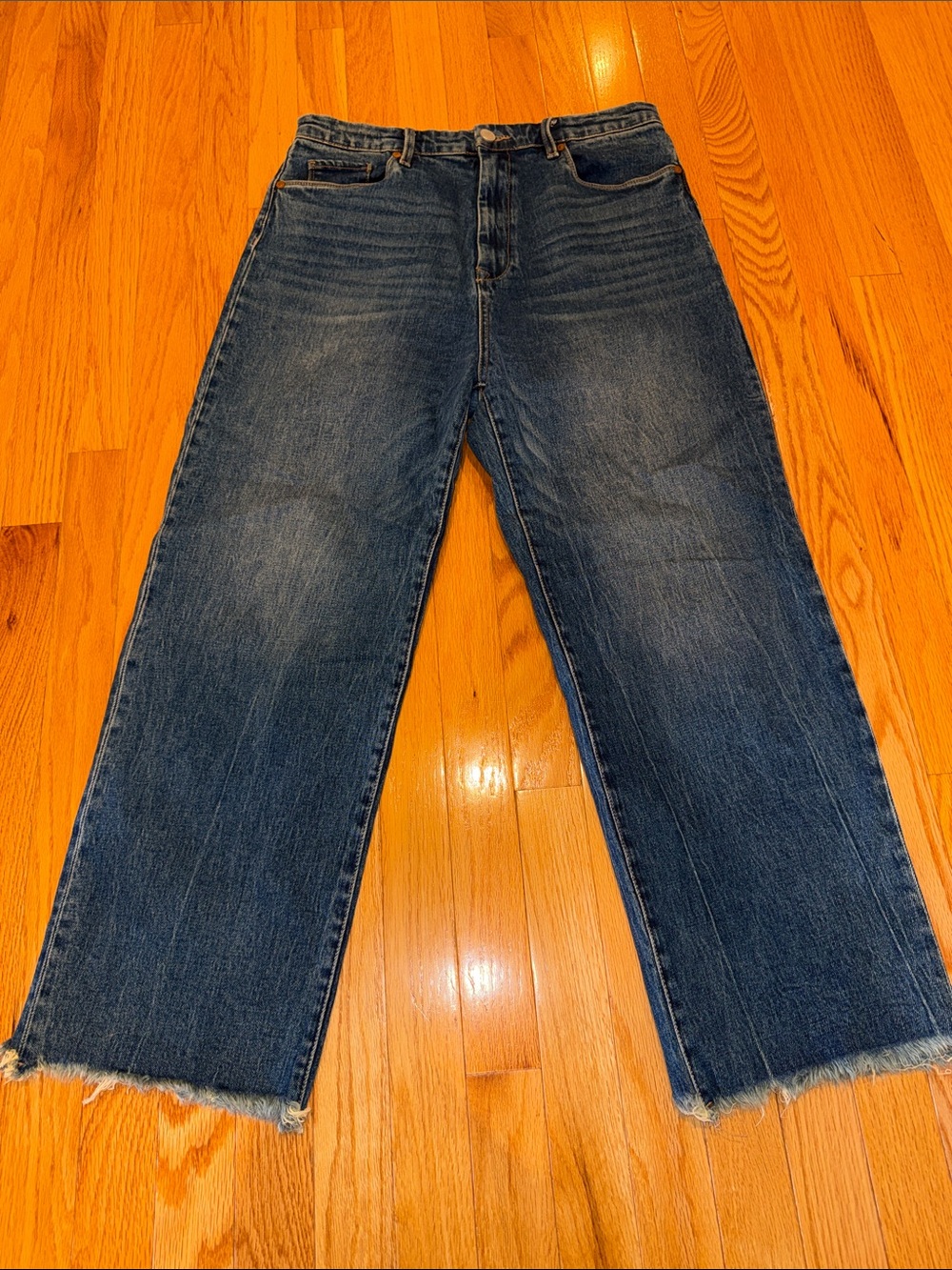 Blank NYC Women's Dark Blue Wide-Leg Jeans with Raw Hem